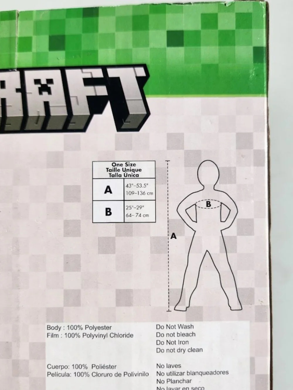 Minecraft Children's Kids Enderman Inflatebale Costume FABRIC ONLY Zipper closur